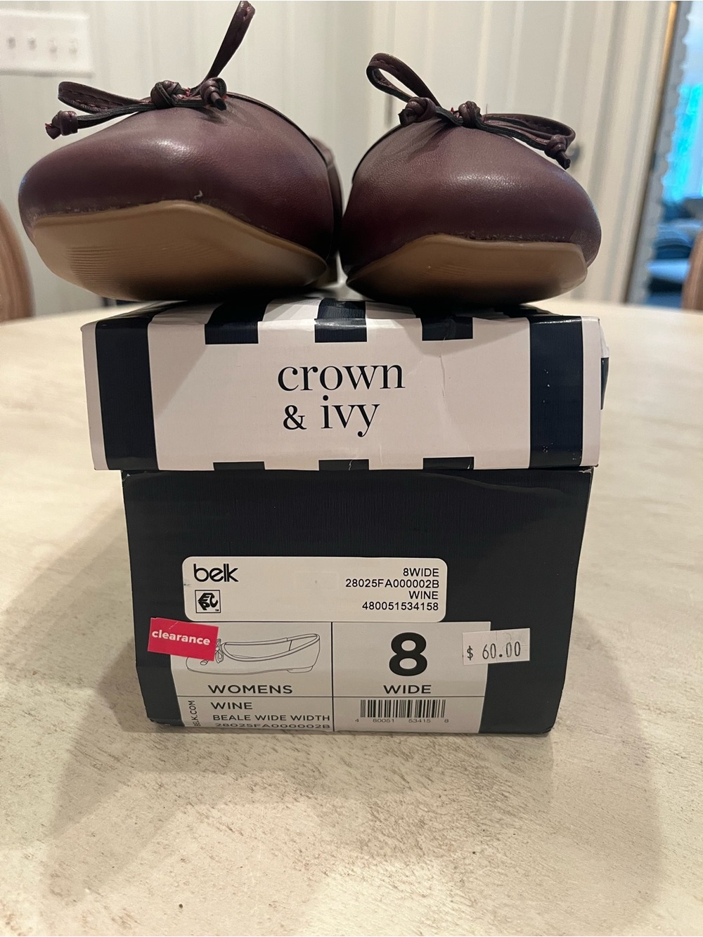 NEW Crown & Ivy Wine Ballet Flats Size 8W - Picture 2 of 5